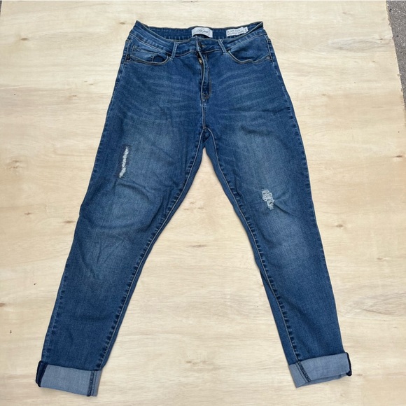 Lola Jeans Blair-DSN Mid Rise Skinny Size 10 Blue Jeans Distressed Casual - Picture 8 of 9